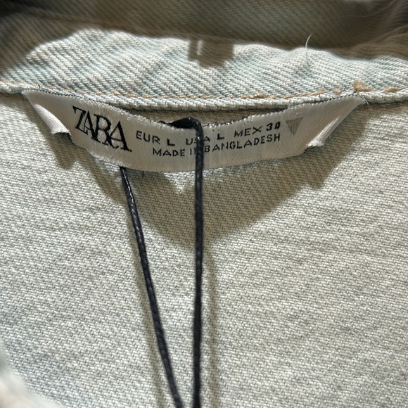 NWT Zara light Denim Short Mini Dress size large - Picture 8 of 9